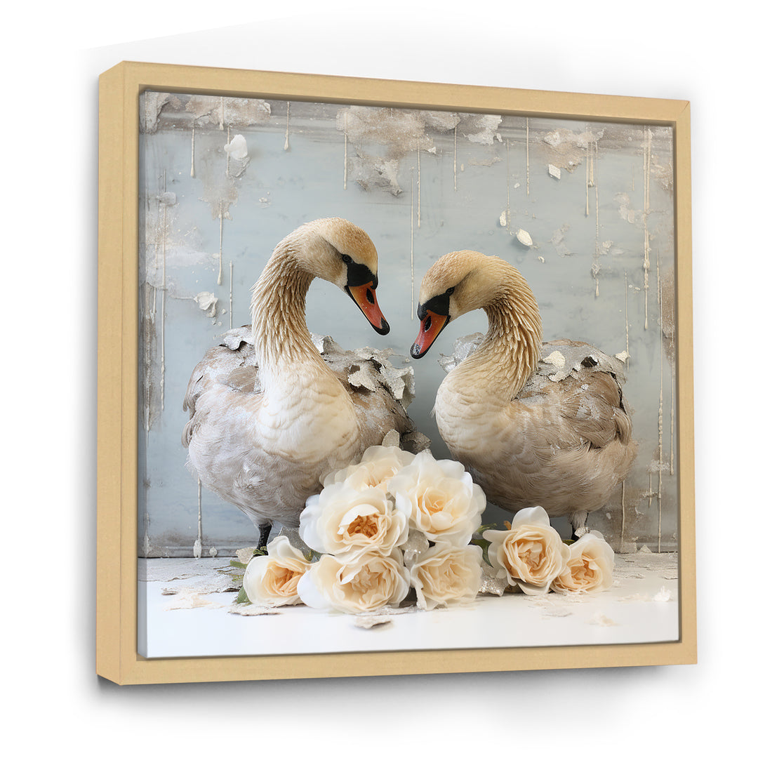 White blooming Swan beauty - Swans Living Room Wall Art