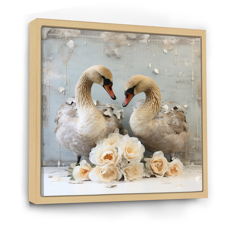 White blooming Swan beauty - Swans Living Room Wall Art