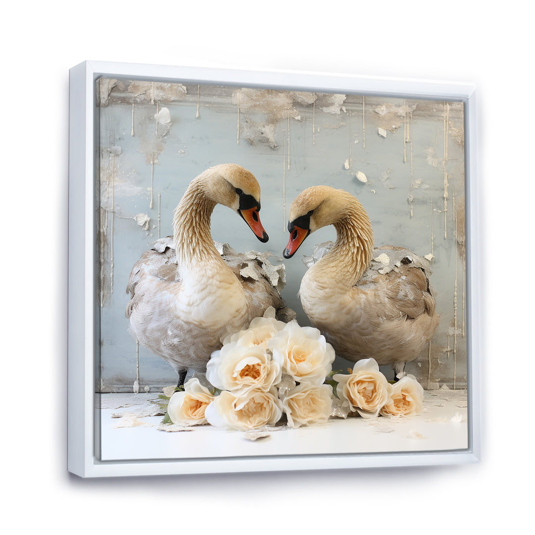 White blooming Swan beauty - Swans Living Room Wall Art