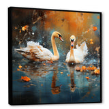 White swans at the pond - Swans Canvas Wall Art
