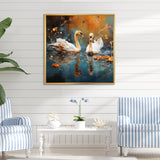 White swans at the pond - Swans Canvas Wall Art