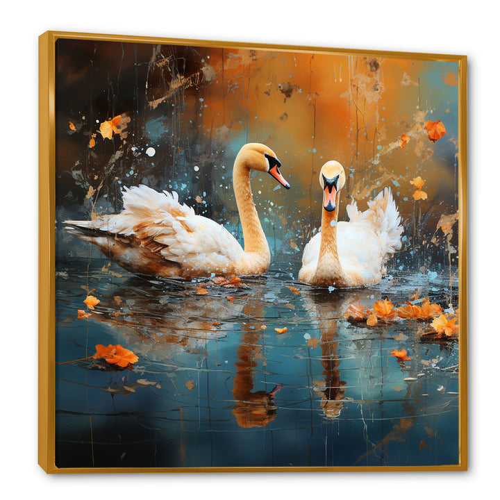 White swans at the pond - Swans Canvas Wall Art