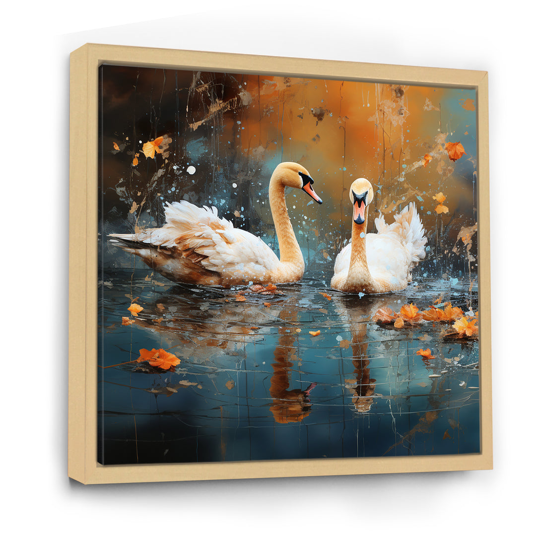 White swans at the pond - Swans Canvas Wall Art