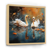 White swans at the pond - Swans Canvas Wall Art