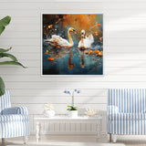 White swans at the pond - Swans Canvas Wall Art