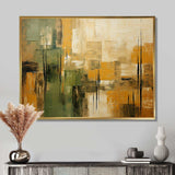 Green beige wild essence collage I - Abstract Canvas Wall Art