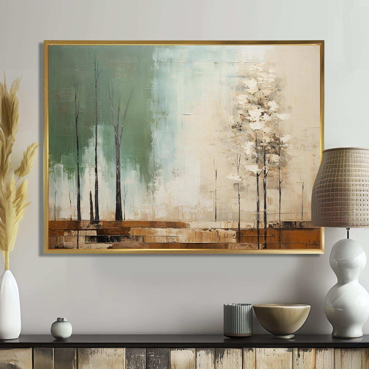 Green beige wild essence collage II - Abstract Canvas Wall Art