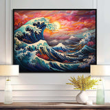 Japanese sunset waves of Kanagawa 5 - People Canvas Wall Art