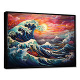 Japanese sunset waves of Kanagawa 5 - People Canvas Wall Art