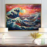 Japanese sunset waves of Kanagawa 5 - People Canvas Wall Art