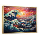 Japanese sunset waves of Kanagawa 5 - People Canvas Wall Art