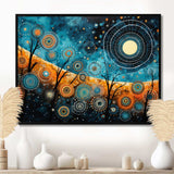 Tribal boho mosaic moon - Geometric Canvas Wall Art