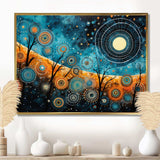 Tribal boho mosaic moon - Geometric Canvas Wall Art