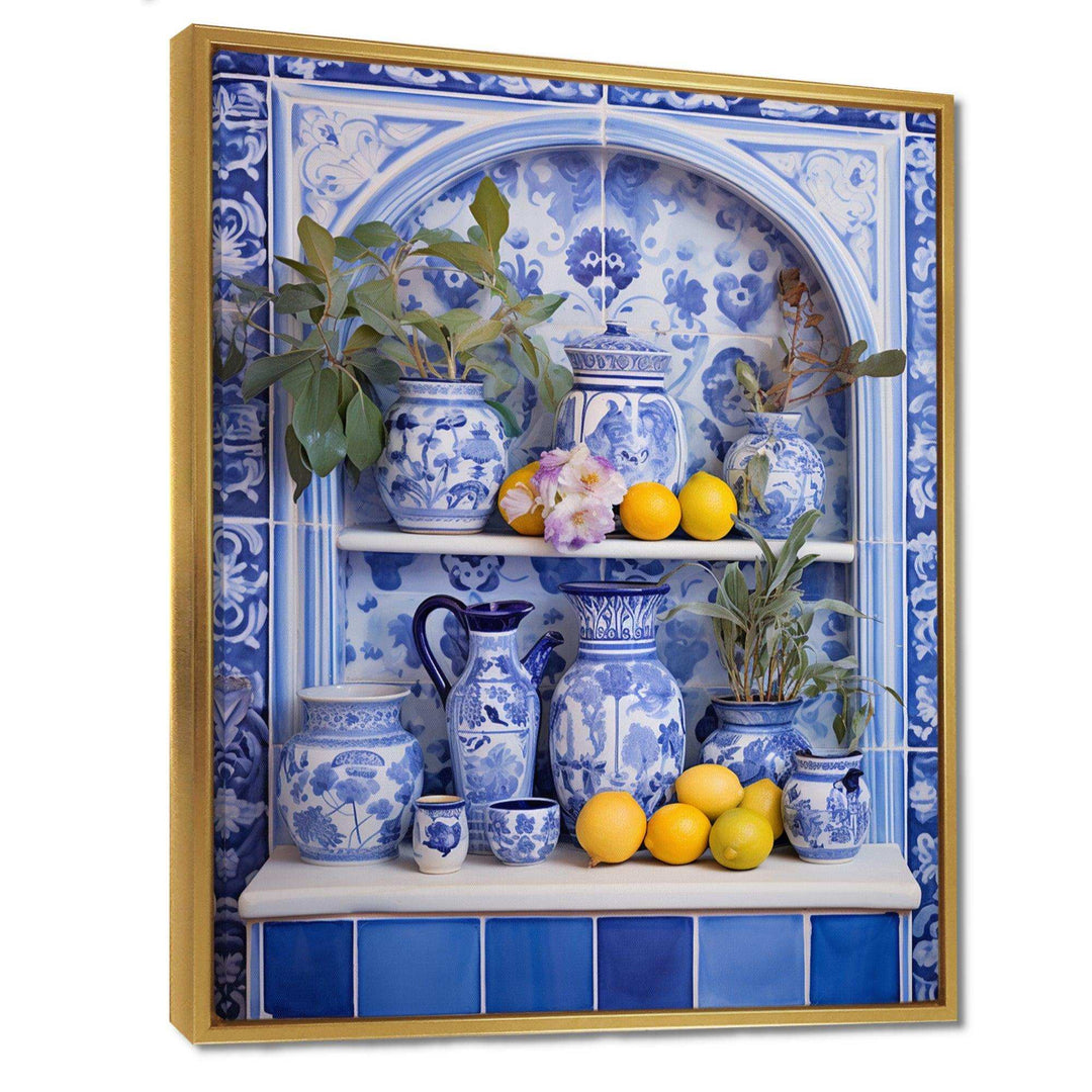 Mediterranean tile still life kitchen III - Geometric Canvas Wall Art