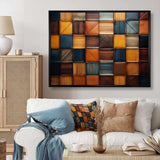 Geometric harmony abstract brown tiles II - Geometric Canvas Wall Art