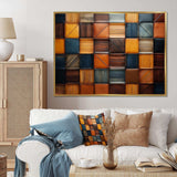 Geometric harmony abstract brown tiles II - Geometric Canvas Wall Art