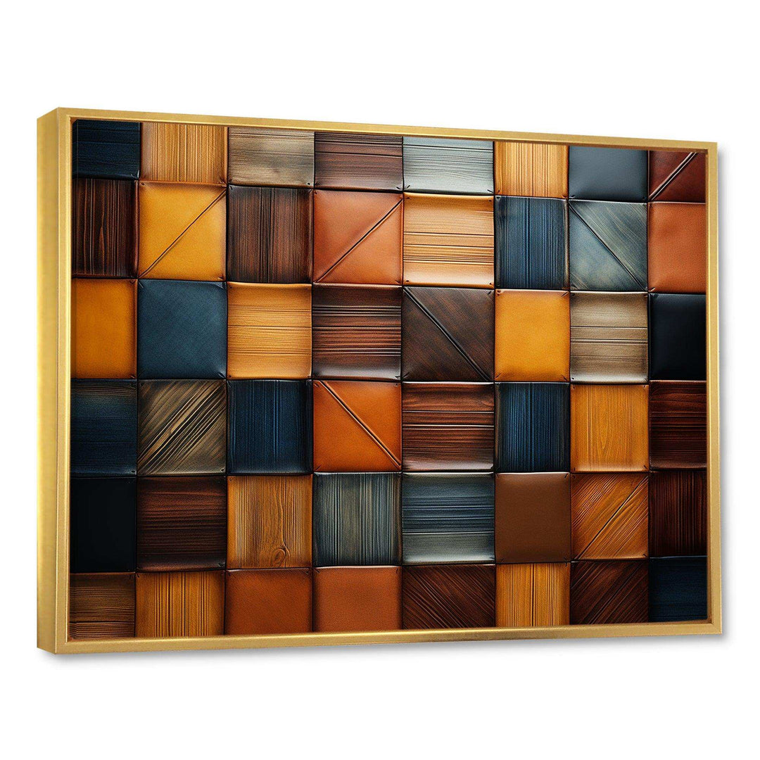 Geometric harmony abstract brown tiles II - Geometric Canvas Wall Art