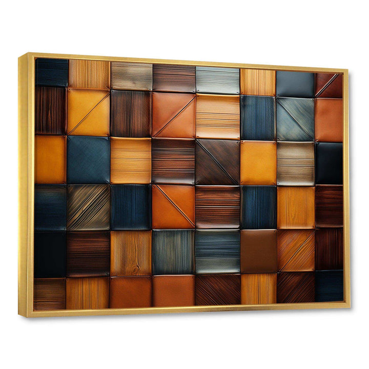 Geometric harmony abstract brown tiles II - Geometric Canvas Wall Art