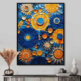 Yellow and blue Mosaic Tiles 2 - Geometric Canvas Wall Art