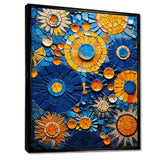 Yellow and blue Mosaic Tiles 2 - Geometric Canvas Wall Art