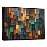 Green and yellow Mosaic Cubes Rain - Abstract Canvas Wall Art