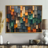 Green and yellow Mosaic Cubes Rain - Abstract Canvas Wall Art