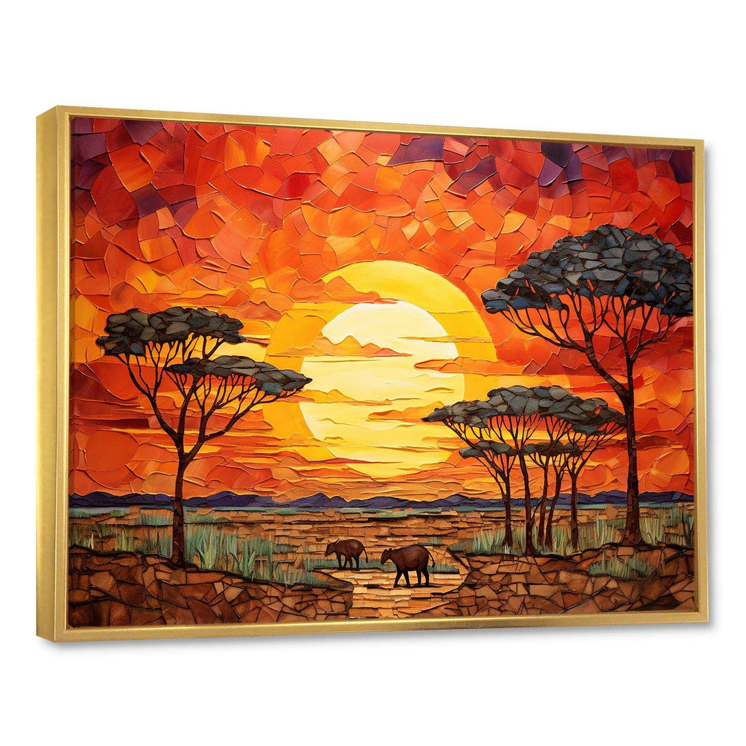 Savannah Sunset in African Safari Hues 2 - Geometric Canvas Wall Art
