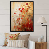 God and Red Floral Japanese Tiles I - Abstract Canvas Wall Art