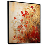 God and Red Floral Japanese Tiles I - Abstract Canvas Wall Art