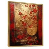 God and Red Floral Japanese Tiles III - Abstract Canvas Wall Art