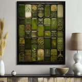 Green stones Tiles I - Abstract Canvas Wall Art