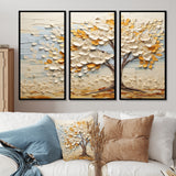 Minimalism American Basswood Tree IV - Canvas Multipanels Set of 3