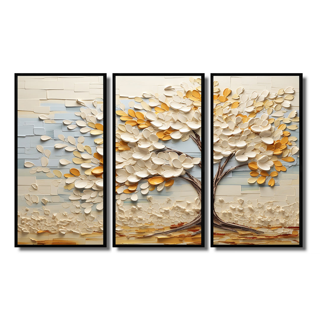 Minimalism American Basswood Tree IV - Canvas Multipanels Set of 3