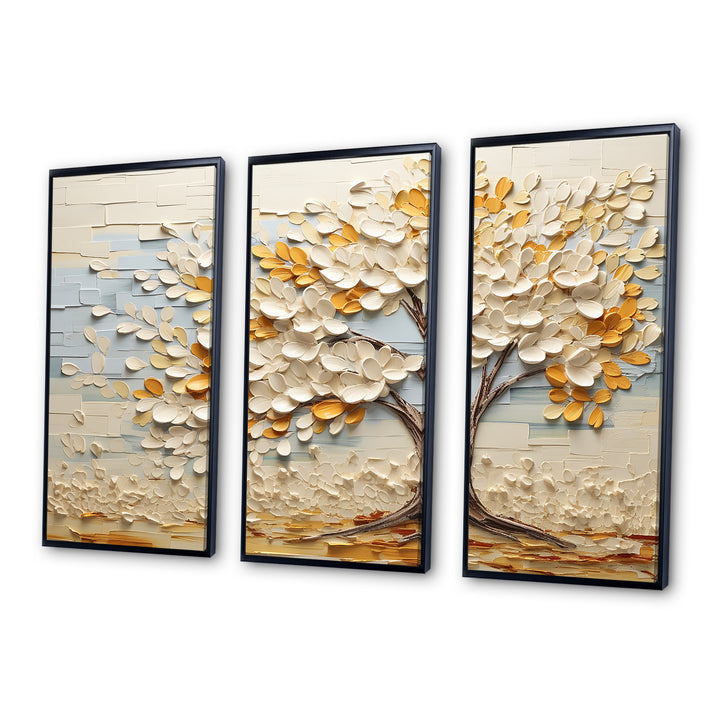 Minimalism American Basswood Tree IV - Canvas Multipanels Set of 3