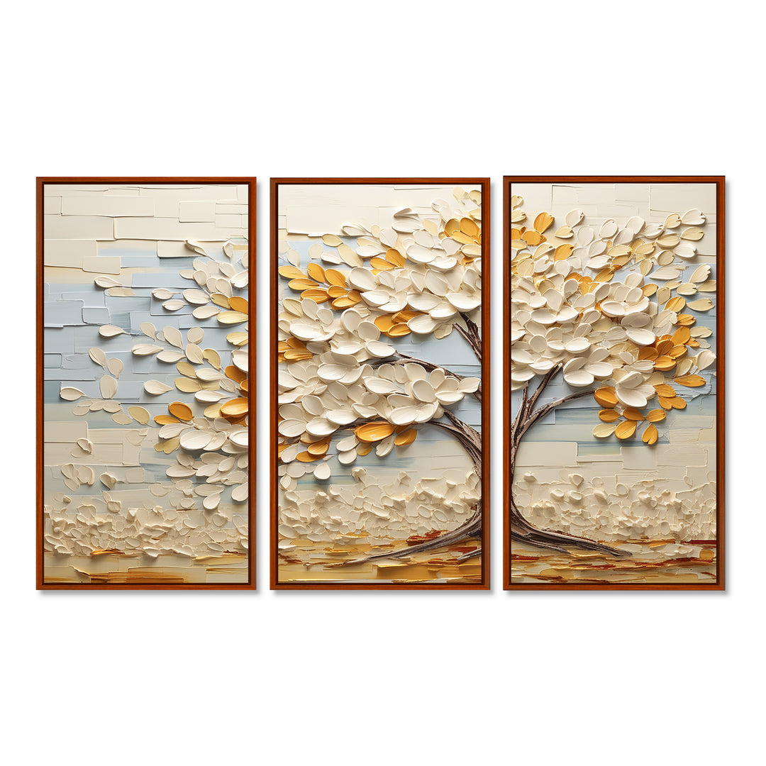 Minimalism American Basswood Tree IV - Canvas Multipanels Set of 3