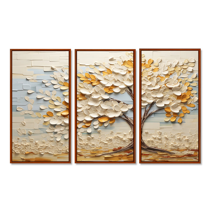 Minimalism American Basswood Tree IV - Canvas Multipanels Set of 3