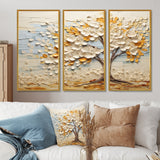Minimalism American Basswood Tree IV - Canvas Multipanels Set of 3