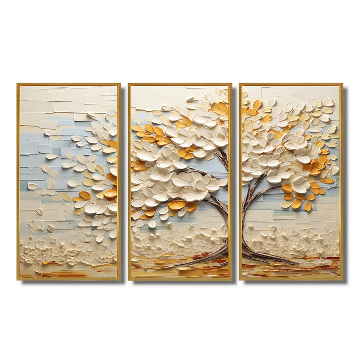 Minimalism American Basswood Tree IV - Canvas Multipanels Set of 3