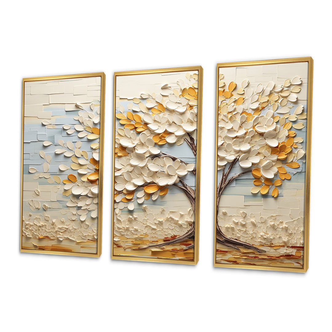 Minimalism American Basswood Tree IV - Canvas Multipanels Set of 3