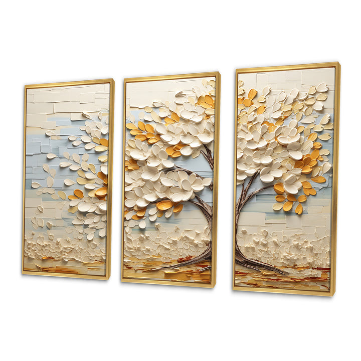 Minimalism American Basswood Tree IV - Canvas Multipanels Set of 3