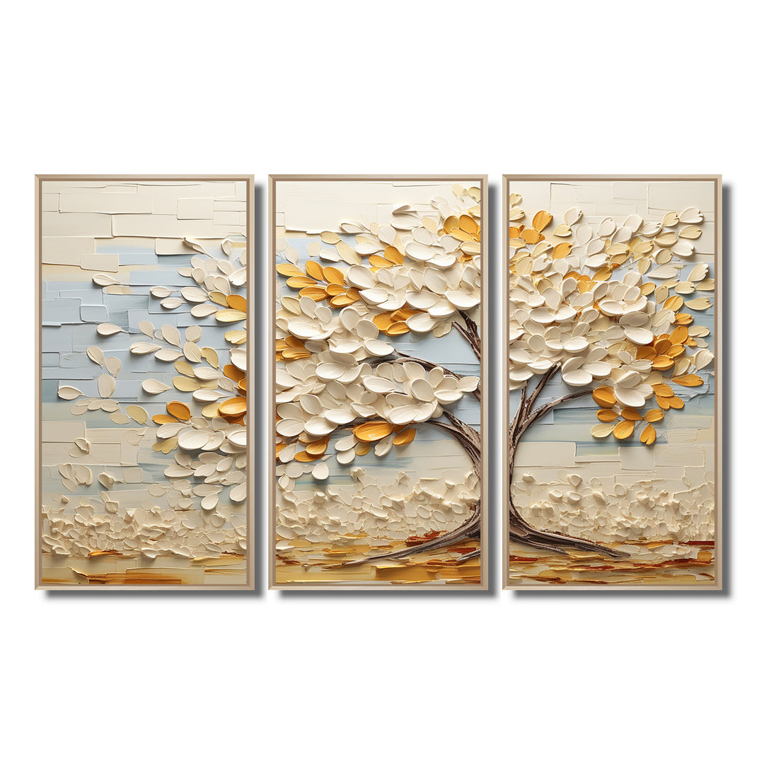 Minimalism American Basswood Tree IV - Canvas Multipanels Set of 3