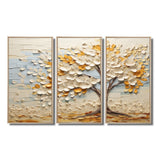 Minimalism American Basswood Tree IV - Canvas Multipanels Set of 3