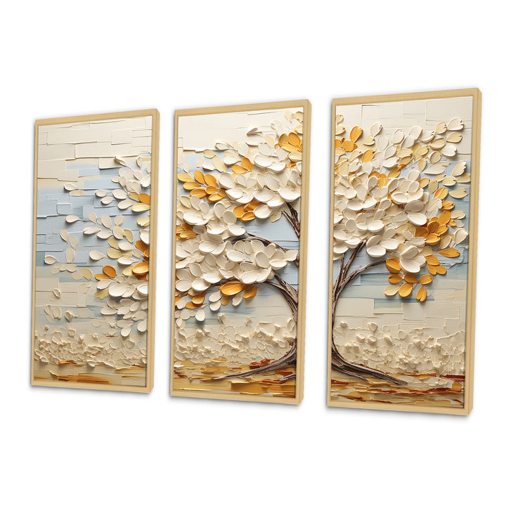 Minimalism American Basswood Tree IV - Canvas Multipanels Set of 3