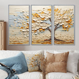 Minimalism American Basswood Tree IV - Canvas Multipanels Set of 3