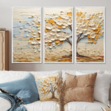 Minimalism American Basswood Tree IV - Canvas Multipanels Set of 3