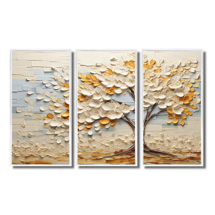 Minimalism American Basswood Tree IV - Canvas Multipanels Set of 3