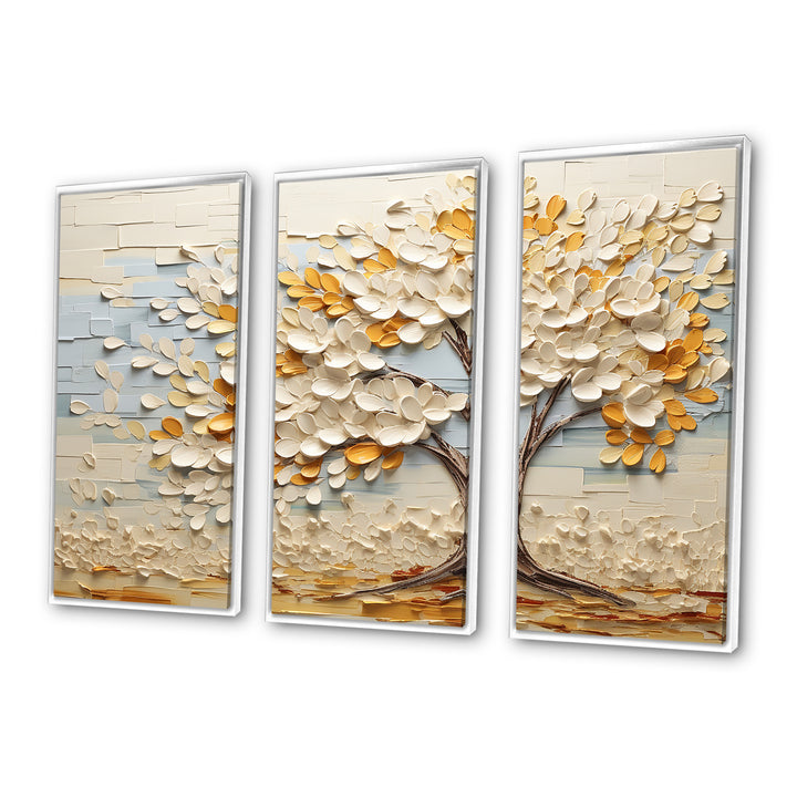 Minimalism American Basswood Tree IV - Canvas Multipanels Set of 3