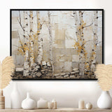 Beige and yellow birch wood forest II - Floral Canvas Wall Art