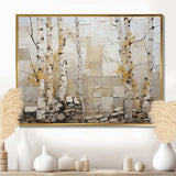 Beige and yellow birch wood forest II - Floral Canvas Wall Art