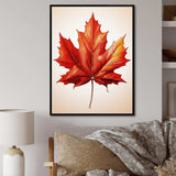 Minimalism orange Autumn maple leaf 2 - Floral Canvas Wall Art